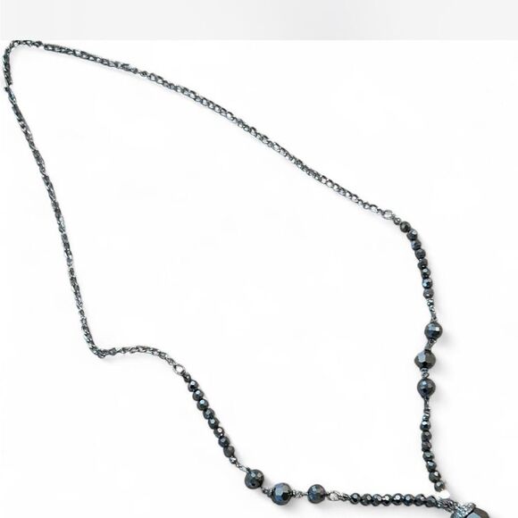 Dark Silver Beaded Blingy Long Necklace - Picture 6 of 8